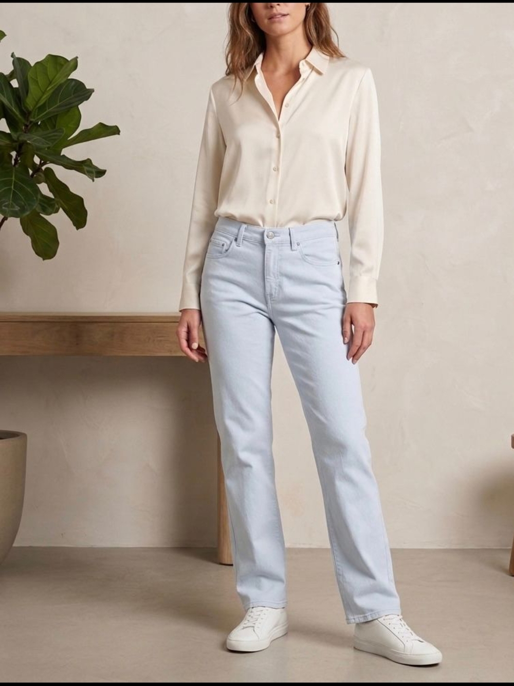 Calvin Klein Light Wash Straight Leg Jeans Classic High Rise Blue Denim